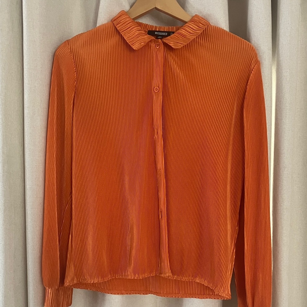 Missguided Orange Button-Down Shirt